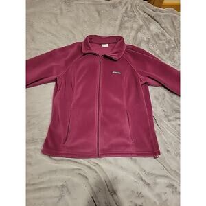 Columbia Fleece Jacket 2X Purple Drawstring Bungee Hem Zip Pockets